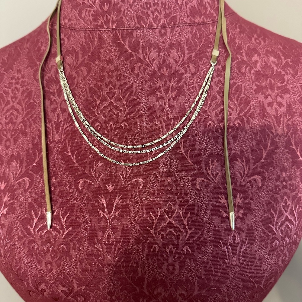 Stella & Dot leather/silver choker.